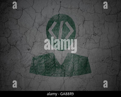 Concept de base de données : Programmeur sur mur grunge background Banque D'Images