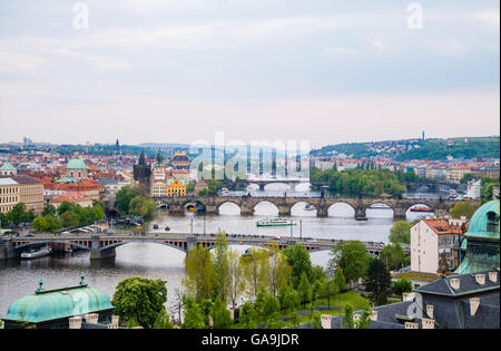 Panorama sur la ville de Prague, République Tchèque Banque D'Images