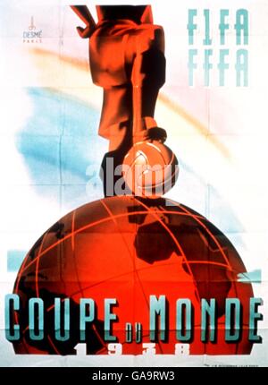 PR FOOTBALL. AFFICHE OFFICIELLE DE LA COUPE DU MONDE 1938 Banque D'Images