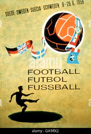 PR FOOTBALL. AFFICHE OFFICIELLE DE LA COUPE DU MONDE 1958 Banque D'Images