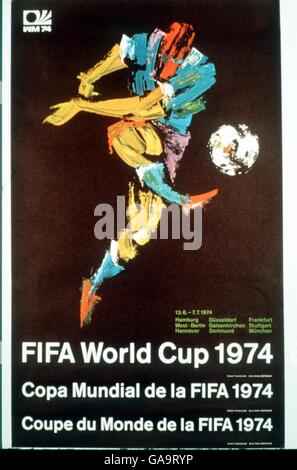 PR FOOTBALL. AFFICHE OFFICIELLE DE LA COUPE DU MONDE 1974 Banque D'Images