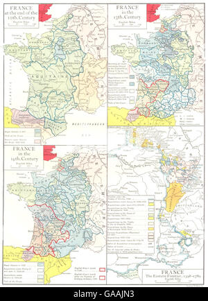 FRANCE : Frontière orientale,1598-1789 ; fin du 10ème siècle ; en 13e 14e C 1910 map Banque D'Images