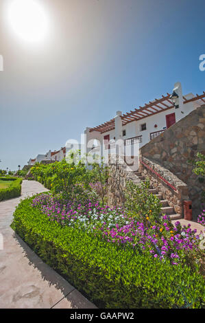 Jardins paysagers formelle en raison de un luxe tropical hotel resort Banque D'Images