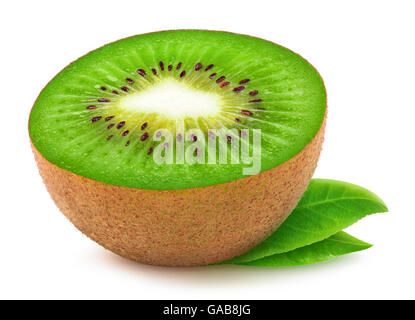 La moitié des kiwis isolé sur fond blanc avec clipping path Banque D'Images