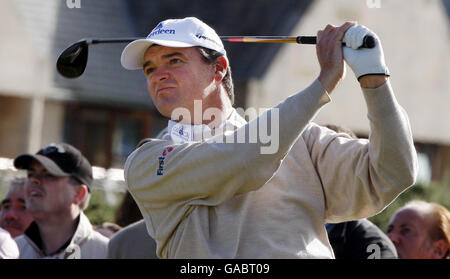 Paul Lawrie sur le 3ème trou pendant le championnat Alfred Dunhill Links à St Andrews, Fife, Écosse. Banque D'Images