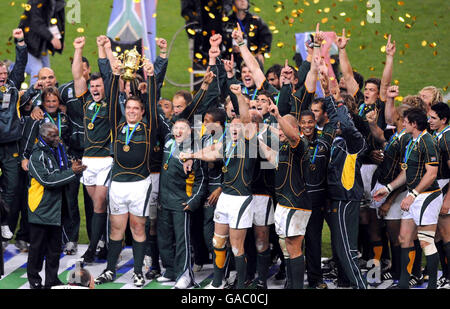 Rugby Union - IRB Rugby World Cup 2007 - finale - Angleterre / Afrique du Sud - Stade de France.L'Afrique du Sud célèbre la défaite de l'Angleterre lors du match de finale de la coupe du monde de rugby de l'IRB au Stade de France, à Saint Denis, en France. Banque D'Images