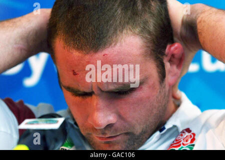 Rugby Union - coupe du monde de rugby IRB 2007 - Conférence de presse d'Angleterre - Marriott Courtyard Neuilly.Le capitaine de l'Angleterre Phil Vickery lors d'une conférence de presse au Marriott Courtyard Neuilly, Paris, France. Banque D'Images