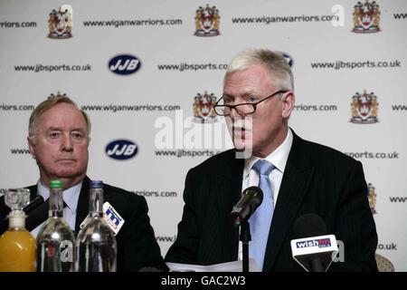 Wigan Warriors Rugby League - Conférence de presse - stade JJB Banque D'Images