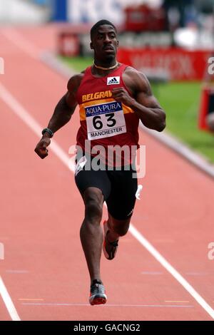 Athlétisme - épreuves du Commonwealth Aqua-Pura.Dwain Chambers en action dans le 100m masculin Banque D'Images