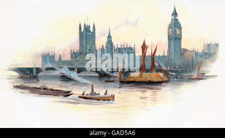 Les chambres du Parlement, le Palais de Westminster, Londres, Angleterre au xixe siècle. Banque D'Images