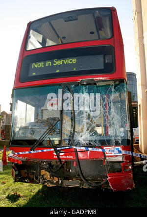 Accident de bus de Londres Banque D'Images