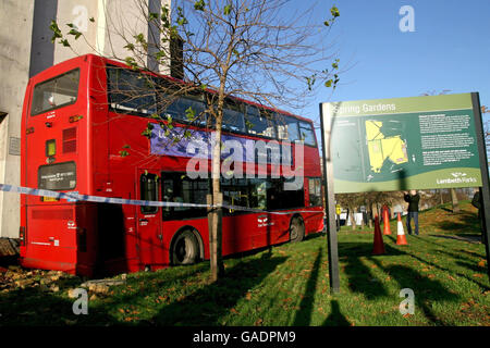 Accident de bus de Londres Banque D'Images