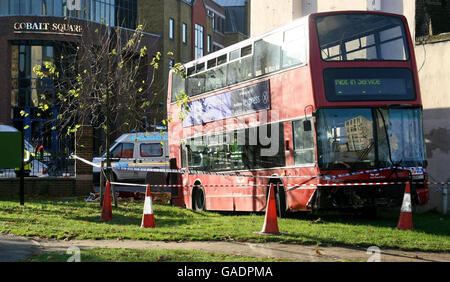 Accident de bus de Londres Banque D'Images