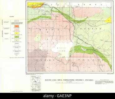 CANADA : Round Lake, district de Timiskaming, en Ontario. La carte géologique, 1922 Banque D'Images