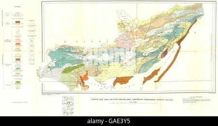 ONTARIO : Larder Lake, McVittie McGarry, cantons de Timiskaming. La géologie, la carte 1922 Banque D'Images