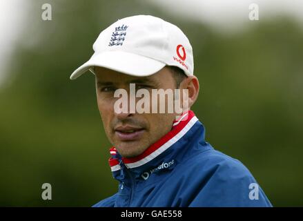 Cricket - Angleterre / Inde - Premier test npower - filets. Le capitaine Nasser Hussain quitte l'entraînement Banque D'Images