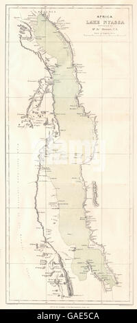 Afrique : le lac Nyassa Malawi Nyasa. Tanzanie Mozambique. Carte RGS, 1883 Banque D'Images