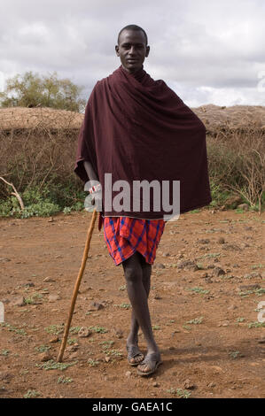 Homme Masai, Parc National d'Amboseli, Kenya, Africa Banque D'Images