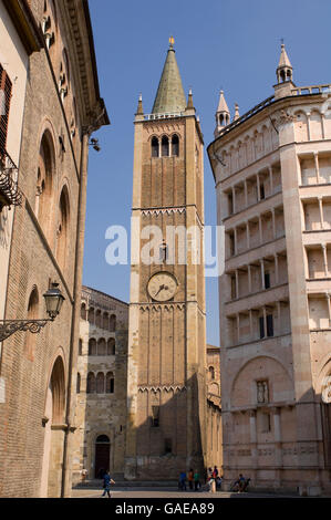 Duomo, la Cathédrale, baptistère, et Parme, Emilie-Romagne, Italie, Europe Banque D'Images