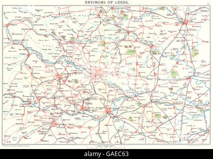 Leeds Bradford West Yorkshire : Halifax Huddersfield Wakefield, New York 1893 map Banque D'Images