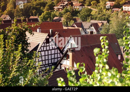 La vieille ville de la Forêt-Noire dans la Schiltach villige dans le sud de l'Allemagne en Europe. Banque D'Images