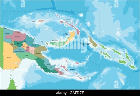 La Papouasie-Nouvelle-Guinée map Illustration de Vecteur