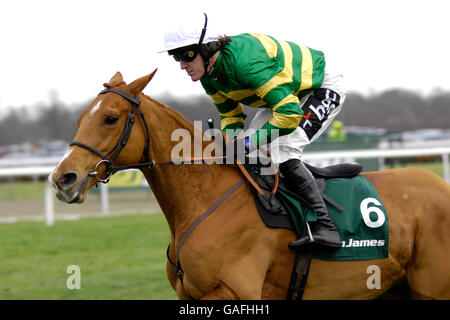 Courses hippiques - Festival de Noël Stan James 2007 - Hippodrome de Kempton Park.Paille Ours monté par Tony McCoy sur le chemin de gagner dans l'obstacle de Noël Stan James (Grade 1) Banque D'Images