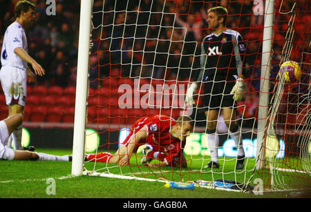 Soccer - Barclays Premier League - Middlesbrough v West Ham United - Riverside Stadium.David Wheater de Middlesbrough a obtenu des scores lors du match de la Barclays Premier League au stade Riverside, à Middlesbrough. Banque D'Images