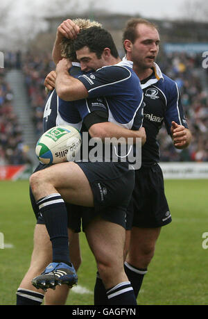 Rugby Union - Heineken Cup - Pool 6 - Leinster v Toulouse - Royal Dublin Showgrounds.Rob Kearney, de Leinster, félicite Luke Fitzgerald après avoir marqué leur deuxième essai lors du match de la coupe Heineken à RDS, Dublin, Irlande. Banque D'Images