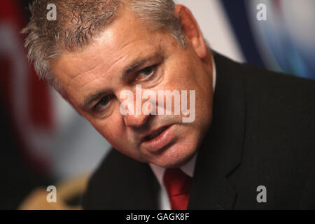 Le pays de Galles a entraîné Warren Gatland lors du lancement du RBS 6 Nations au Hurlingham Club de Londres. Banque D'Images