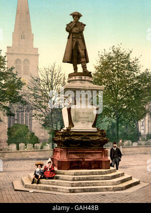 Howard Statue, Bedford, Angleterre. Image montre statue de philanthrope John Howard (1726-1790) qui fut aussi un réformateur de la prison. La statue est situé à Bedford, l'Angleterre et a été faite par le sculpteur Sir Alfred Gilbert (1854-1934). Banque D'Images