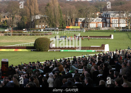 Les courses de chevaux - totesport Masters - Comédie aux courses - Hippodrome Sandown Park Banque D'Images