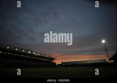 Soccer - FA Cup - quatrième tour - Peterborough United / West Bromwich Albion - London Road.Vue sur le coucher du soleil sur London Road, maison de Peterborough United Banque D'Images