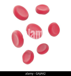 Les cellules de sang rouge isolé sur fond blanc. 3d illustration Banque D'Images
