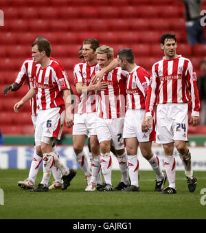 Football - Championnat de football Coca-Cola - Stoke City / Ipswich Town - Britannia Stadium.Liam Lawrence de Stoke célèbre son but lors du match de championnat Coca-Cola au stade Britannia, Stoke. Banque D'Images