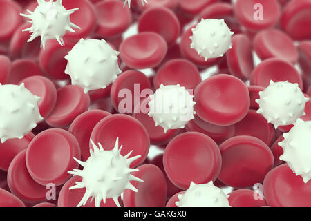 Les globules blancs ou microbiologiques. 3d illustration Banque D'Images