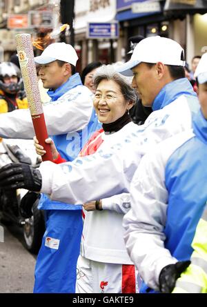 Relais de la flamme des Jeux Olympiques de Pékin - Londres Banque D'Images