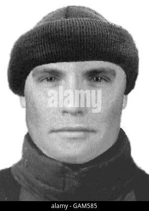 Non daté Merseyside police e-fit d'un homme voulu dans le cadre du meurtre de Peter Singleton de West Kirby, Liverpool en 2003. Banque D'Images