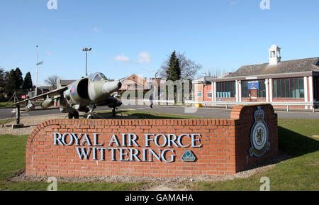 Une vue générale de RAF Wittering, près de Peterborough, Cambridgeshire, après que des hommes et des femmes basés à la célèbre base de RAF ont été invités à ne pas porter d'uniformes lorsqu'ils visitent une ville voisine, au cas où ils seraient maltraités par des sections locales anti-guerre, a déclaré le ministère de la Défense (MOD). Banque D'Images