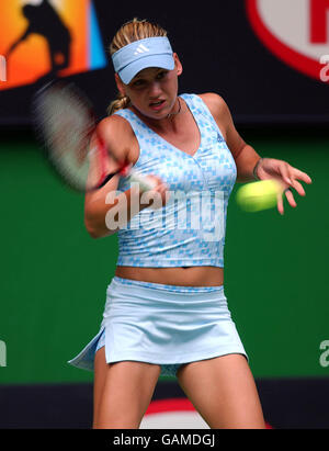 Anna Kournikova (RUS) en action contre Justine Henin-Hardenne (bel). Banque D'Images
