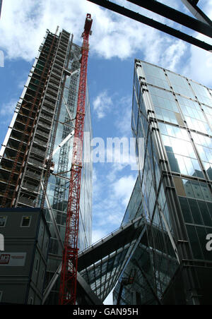 Vue générale de la nouvelle tour Broadgate, actuellement en construction près de Liverpool Street. Une fois achevé, il sera le troisième plus grand bâtiment de la ville de Londres. Banque D'Images