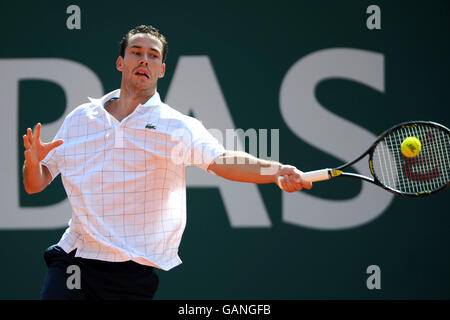 Tennis - série ATP Masters - Monte Carlo -.Michael Llodra en France en action contre Juan Carlos Ferrero en Espagne Banque D'Images