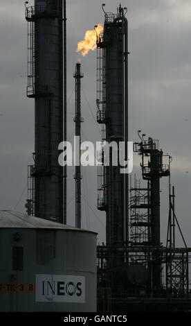 Grève des raffineries de pétrole. La raffinerie d'Ineos à Grangemouth, en Écosse. Banque D'Images