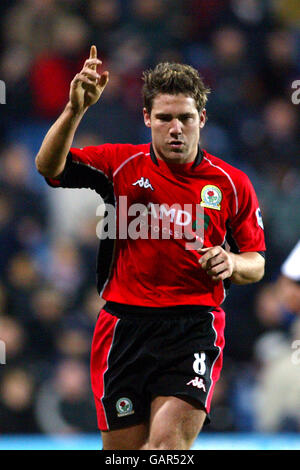 Soccer - FA Barclaycard Premiership - Fulham et Blackburn Rovers.David Dunn de Blackburn Rovers célèbre le but d'ouverture de la zone de pénalité contre Fulham Banque D'Images