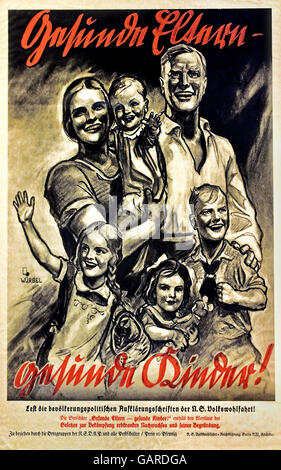 L'affiche de la famille allemand Berlin Allemagne nazie Banque D'Images