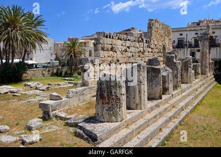 Temple d'Apollon à Ortigia, Syracuse, Sicile, Italie Banque D'Images