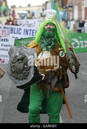 Pat Allen, militant écologiste, au meath Master Plan Rally, dans la rue Parnell de Dublin. Banque D'Images