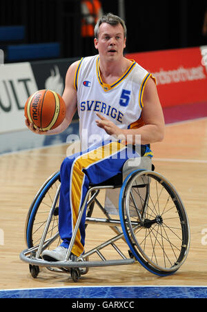 Athlétisme - COUPE du monde paralympique VISA 2008 - SportCity - Manchester. Joachim Gustavsson, Suède Banque D'Images