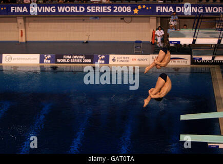 Ben Swain en Grande-Bretagne et Nicholas Robinson-Baker pendant leur homme 3 m synchro Banque D'Images