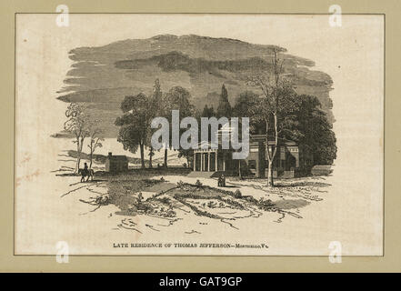 Monticello, situé en Virginie, était la maison de Thomas Jefferson, le 3e président des États-Unis. Conçu par Jefferson lui-même, il est un exemple emblématique de l'architecture néoclassique et un symbole de sa vision et de son intellect. Le domaine comprend de beaux jardins et une plantation qui a joué un rôle central dans sa vie et son héritage. Banque D'Images